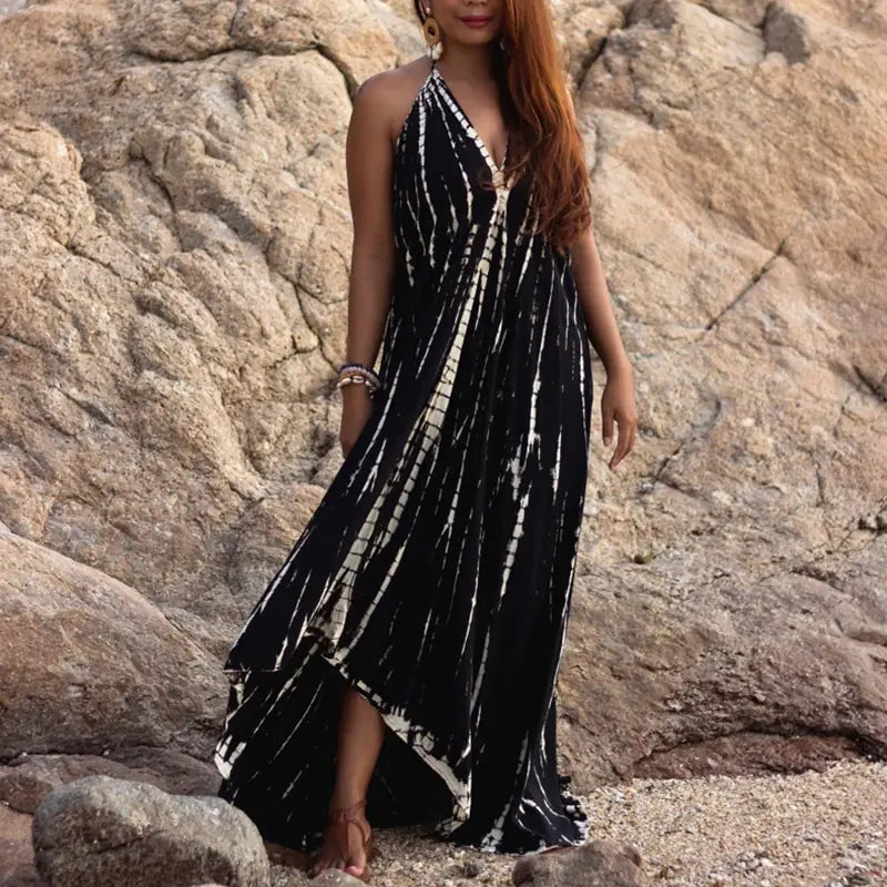 Sleeveless Necktie Maxi Dress