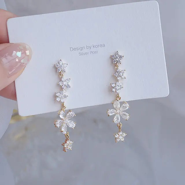 Elegant 14K Gold CZ Stud Earrings