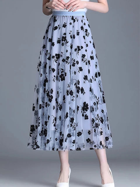 Mesh Floral Skirt