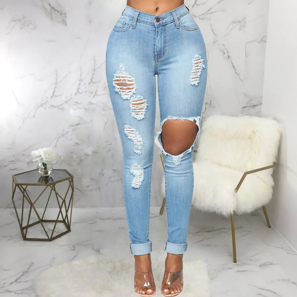 Versatile High Waist Stretch Denim Fashion Pants