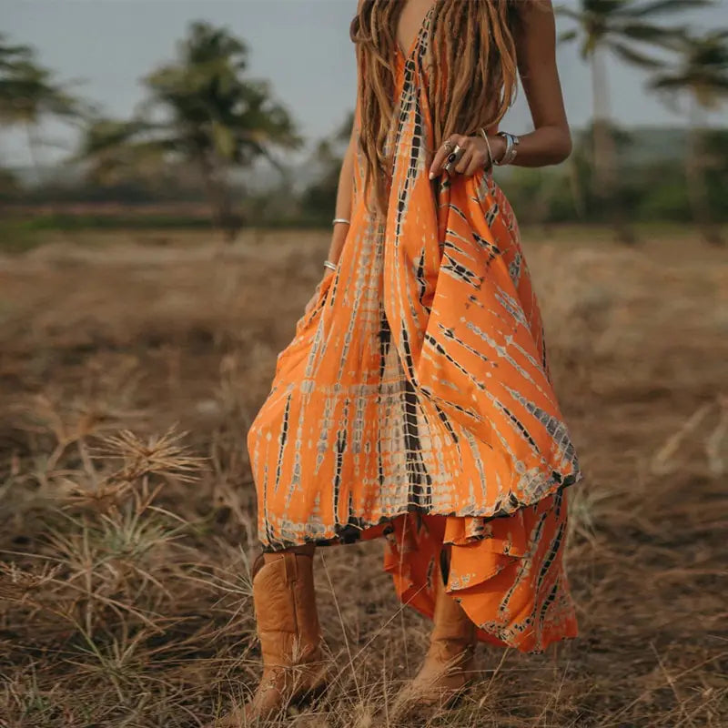 Sleeveless Necktie Maxi Dress
