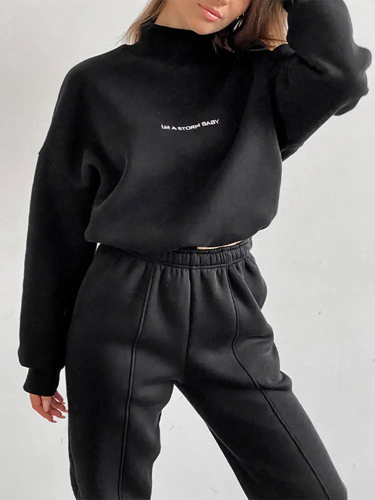 Chic Letter Print Sweater Set