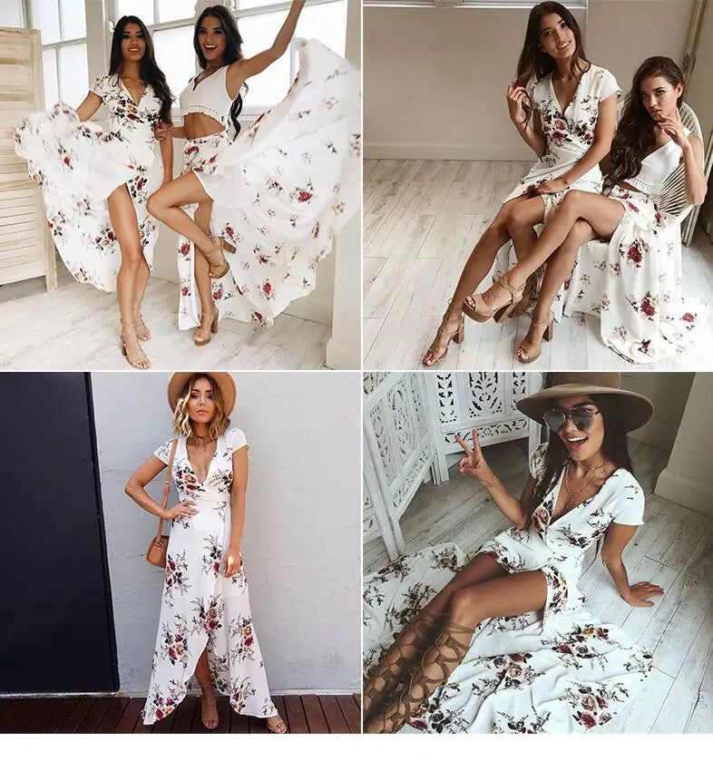 LIVA Chiffon Split Maxi Dress for Beach Wear