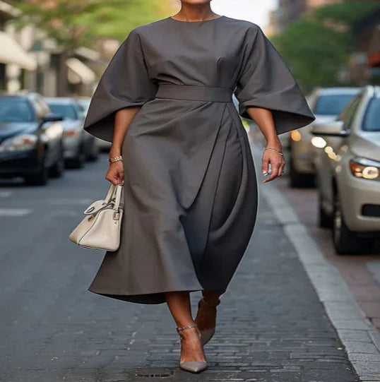 Oversized Sleeve Midi Dress