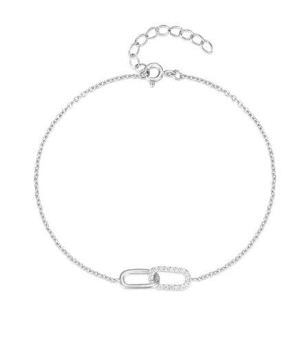 Sterling Silver Infinity Pave Bracelet – Elegant Interlocking Link Design