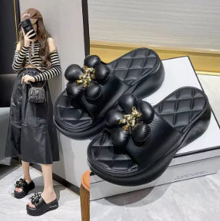 High Platform Slippers Solid Color Thick Sole Sandals