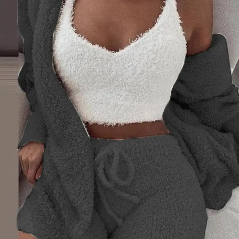 Fluffy Knit Hooded