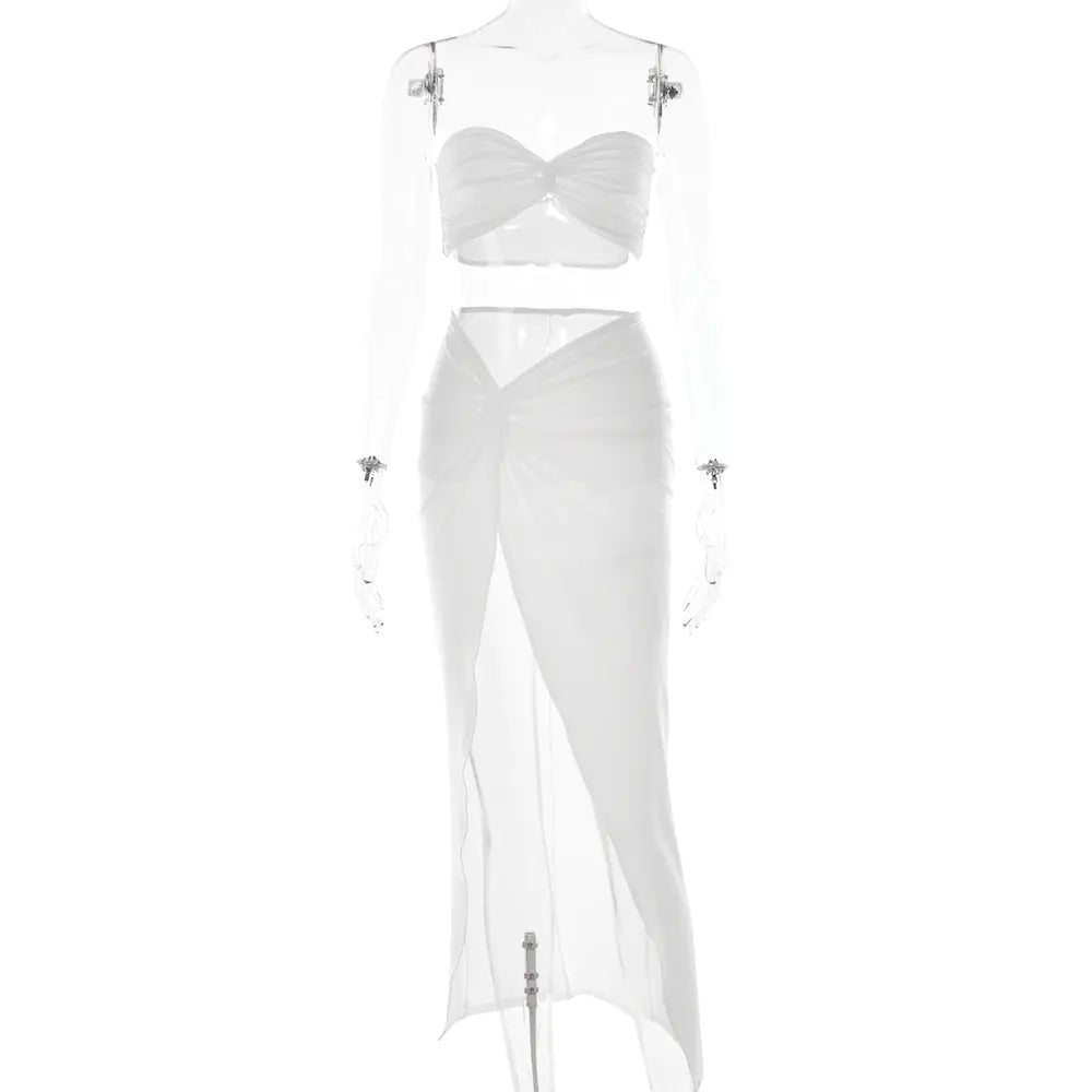 Fashionable Women's Two-Piece Set with High-Waisted Skirt