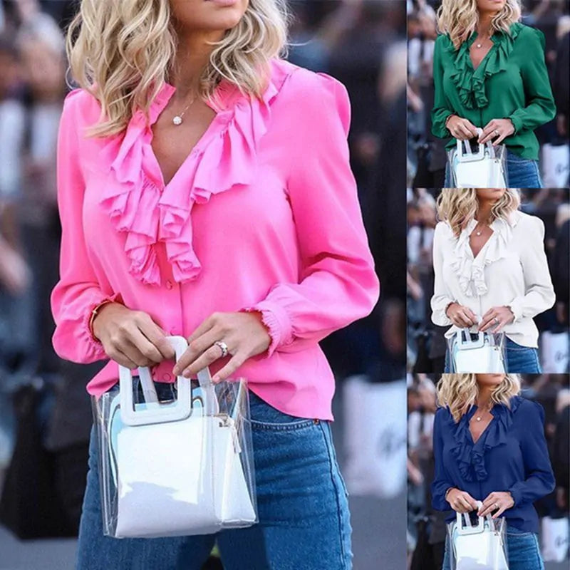 Spring Chiffon Ruffle Blouse
