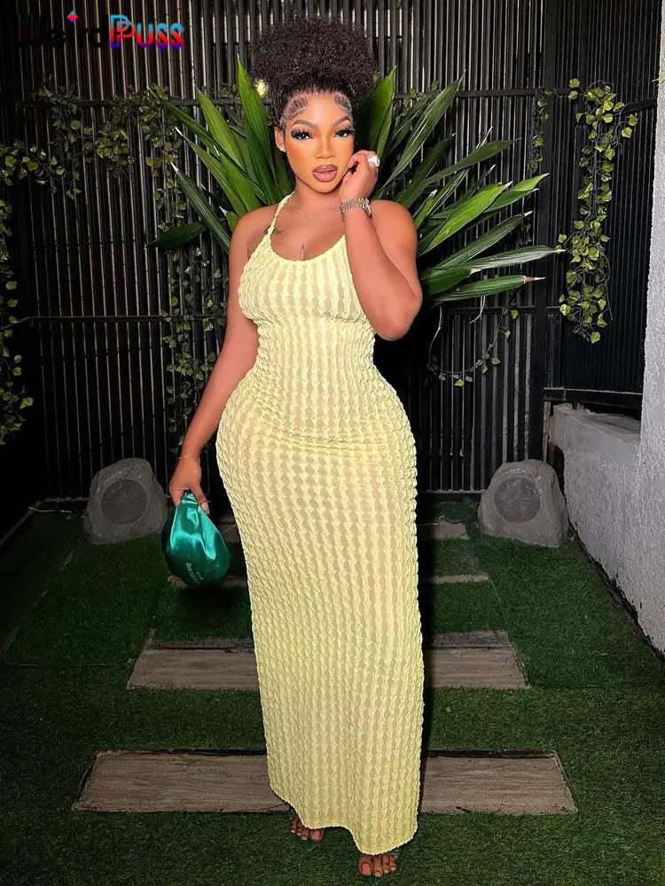 Summertime Textured Strap Maxi Dress