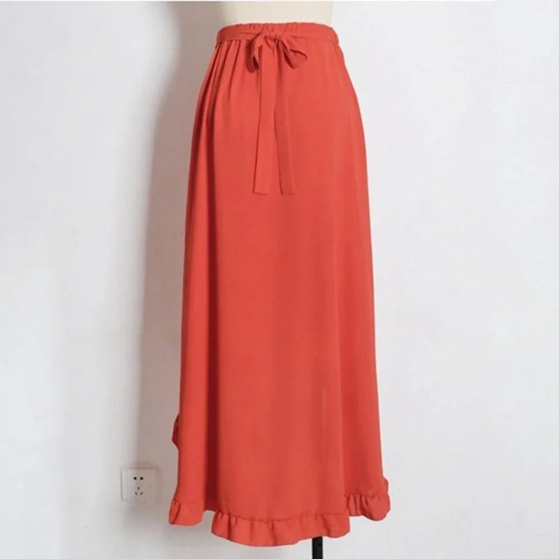 Women's Lace Up Ankle Split Maxi Skirt