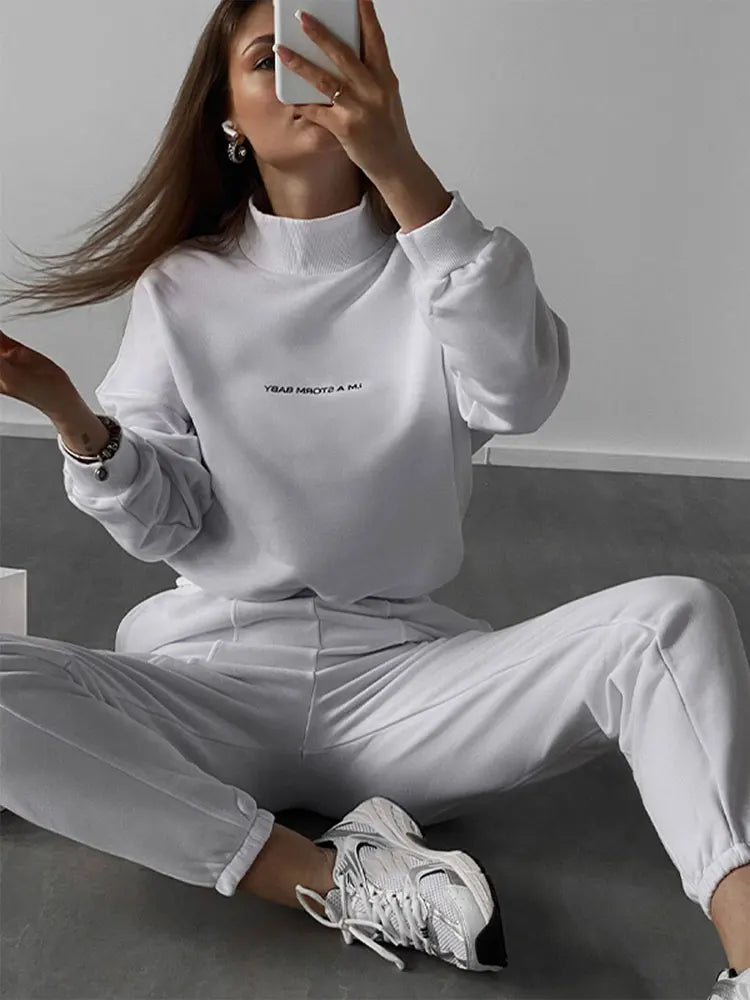 Chic Letter Print Sweater Set