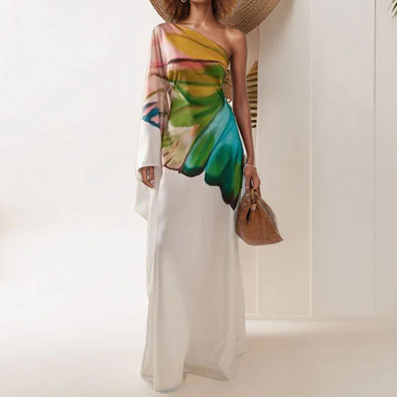 Women's Elegant One-Shoulder Satin Dress