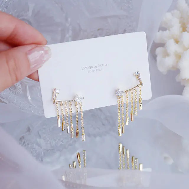 Elegant 14K Gold CZ Stud Earrings