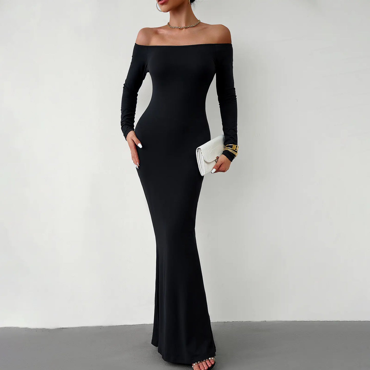Elegant Off-Shoulder Dress for Women - Autumn 2023