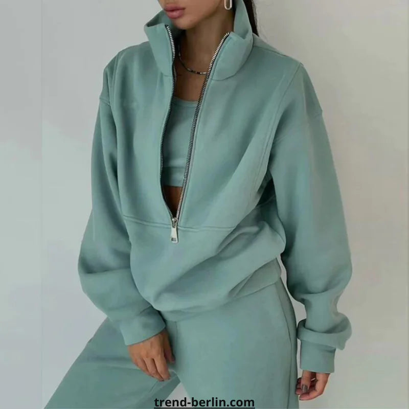 Tracksuit Solid Hooded Sport Suit