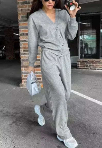 Knitted Cotton Sports Jacket & Trousers Set