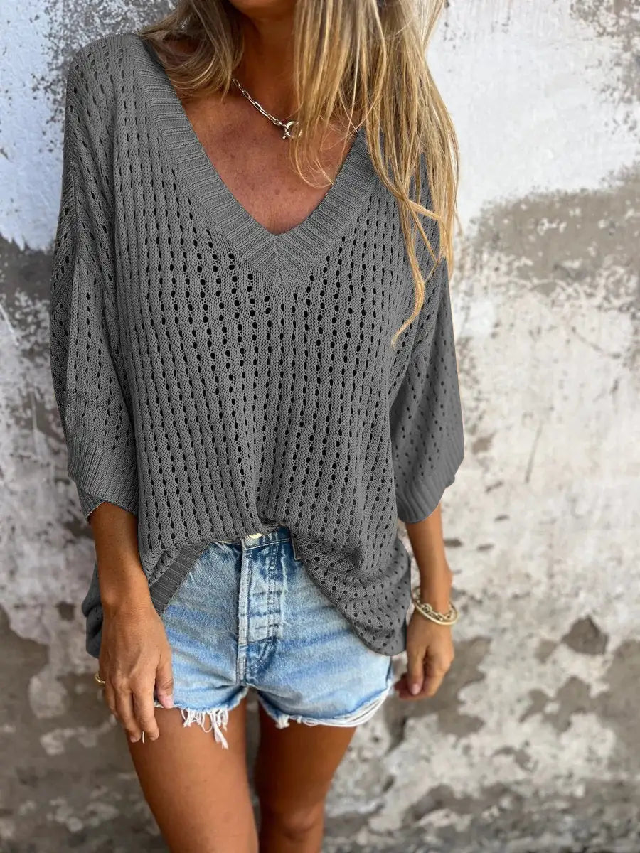 Hollow Out Knitted Beach Shirt