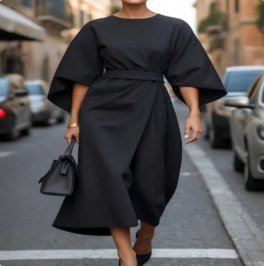 Oversized Sleeve Midi Dress