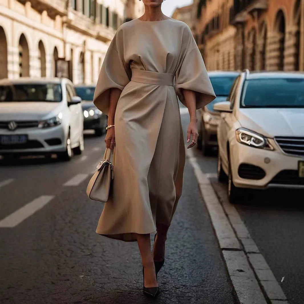 Oversized Sleeve Midi Dress