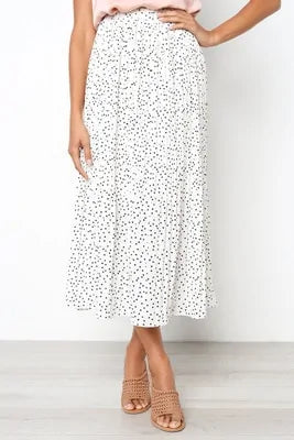 Elastic High Waist Pleated Midi Skirt