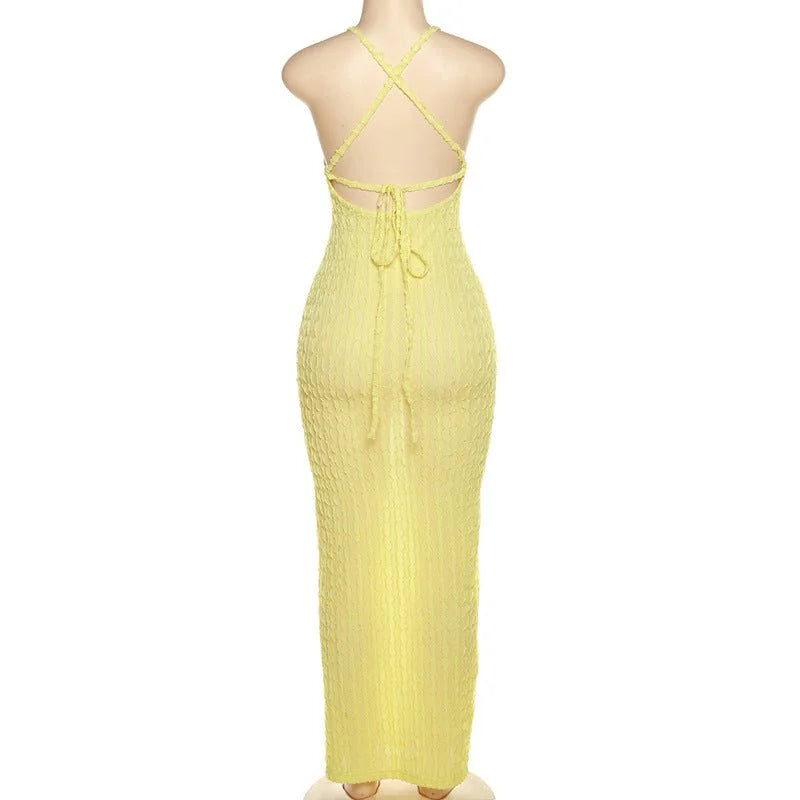 Summertime Textured Strap Maxi Dress