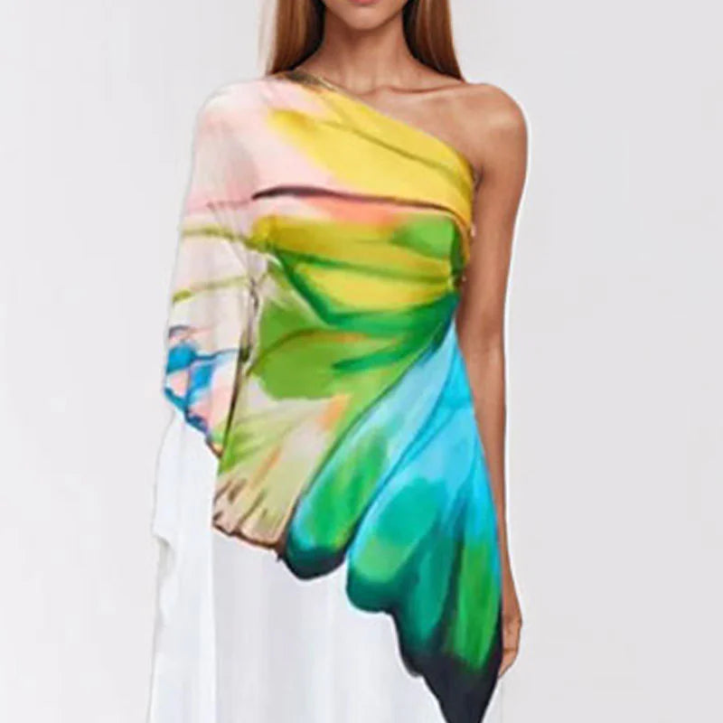 Women's Elegant One-Shoulder Satin Dress