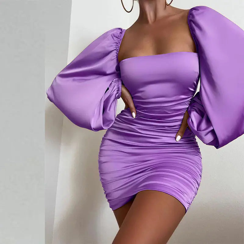 Square Collar Long Sleeve Dress for Women