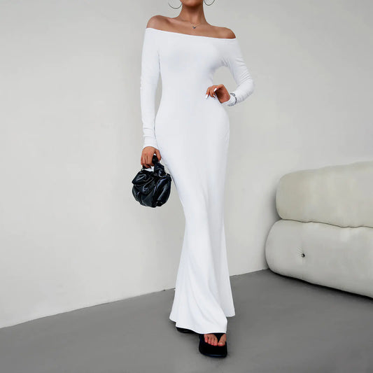 Elegant Off-Shoulder Dress for Women - Autumn 2023