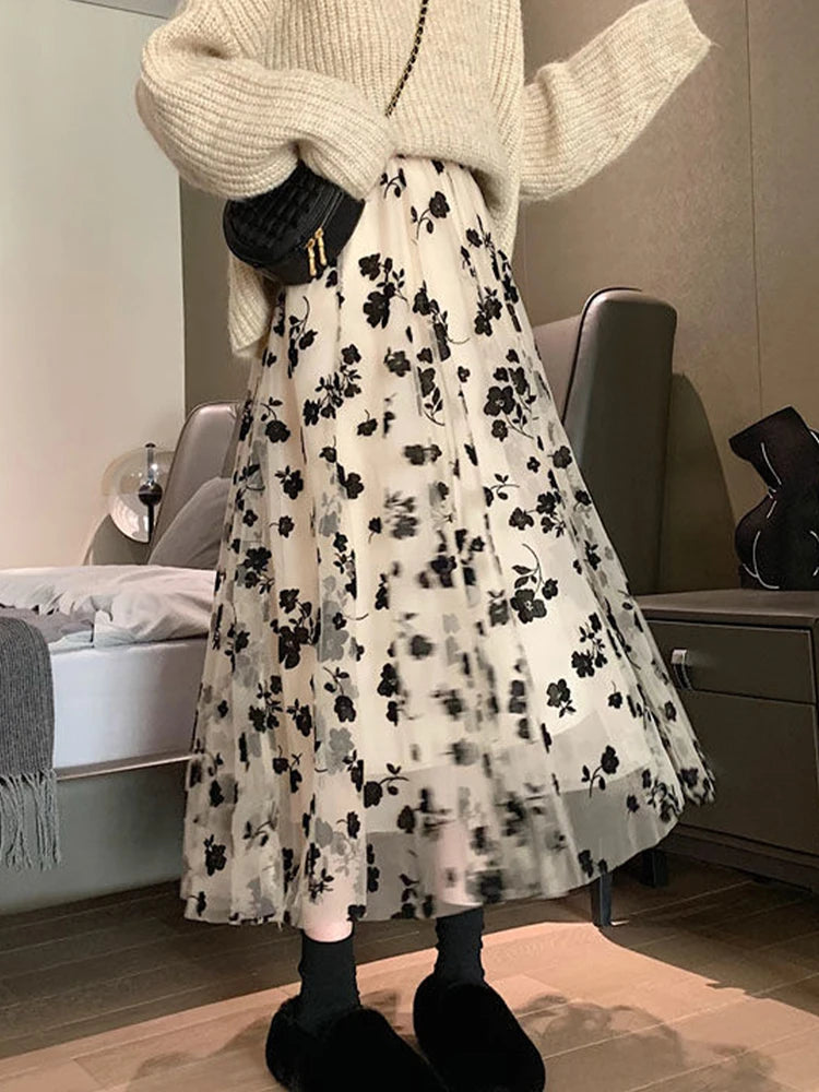 Mesh Floral Skirt
