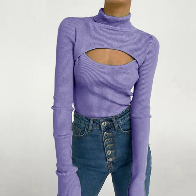 Turtleneck Long Sleeve Vintage Pullover