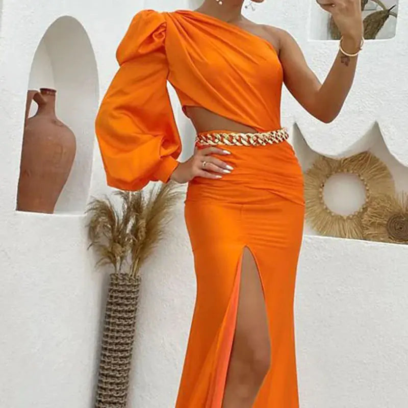 2024 Summer Elegant One-Shoulder Long Dress
