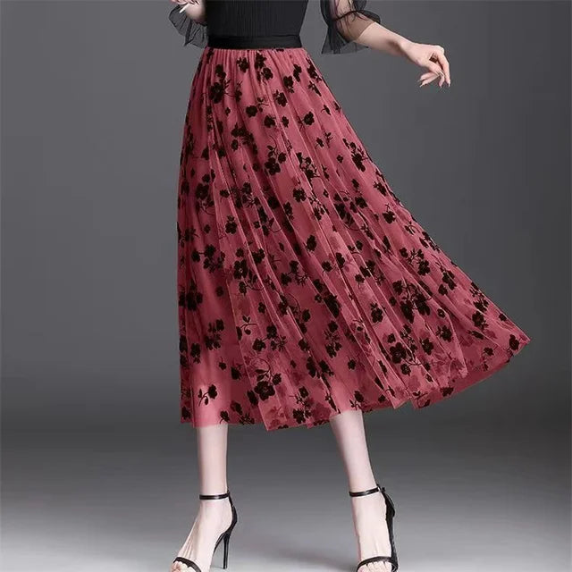 Mesh Floral Skirt