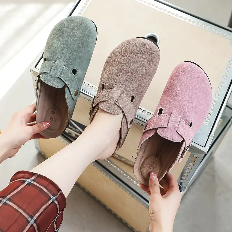 Baotou Closed Toe Cork Slippers