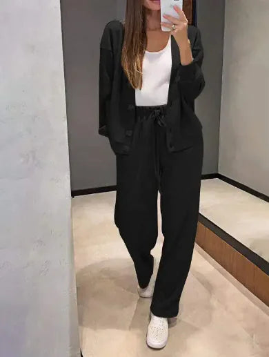 Knitted Cotton Sports Jacket & Trousers Set