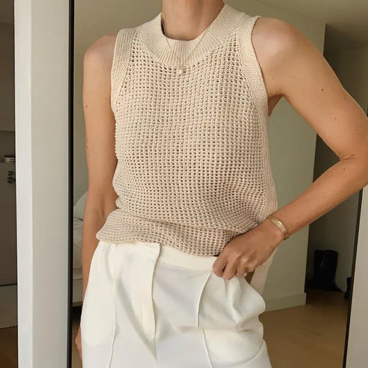 2023 Summer Sleeveless Ice Silk Lace Tank Top for Women
