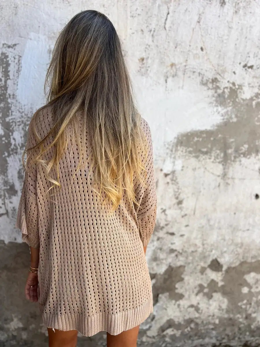 Hollow Out Knitted Beach Shirt