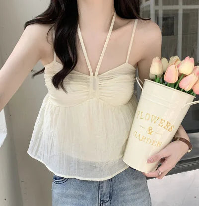 Beige Spaghetti Strap Blouse