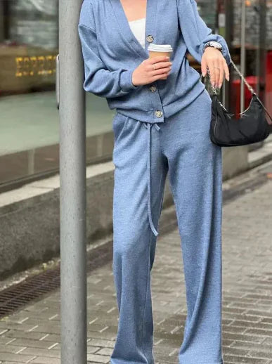 Knitted Cotton Sports Jacket & Trousers Set