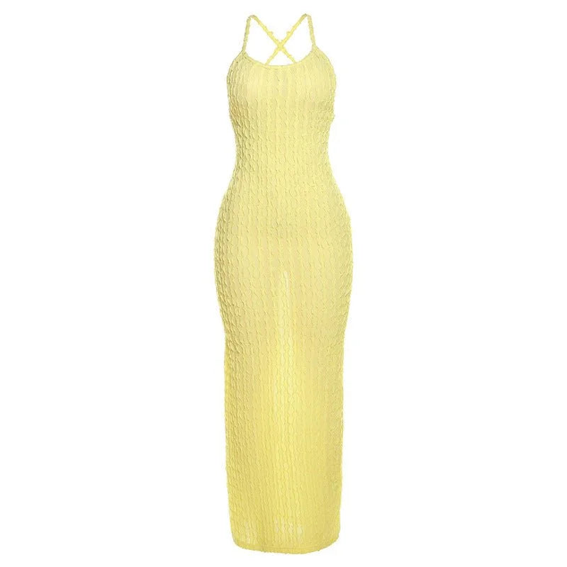 Summertime Textured Strap Maxi Dress