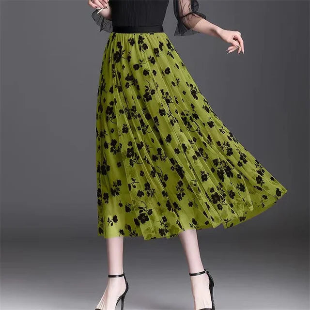Mesh Floral Skirt