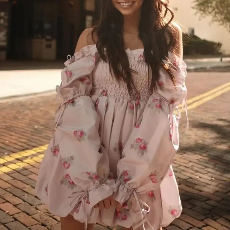 2024 Summer Elegant Off-Shoulder Floral Dress