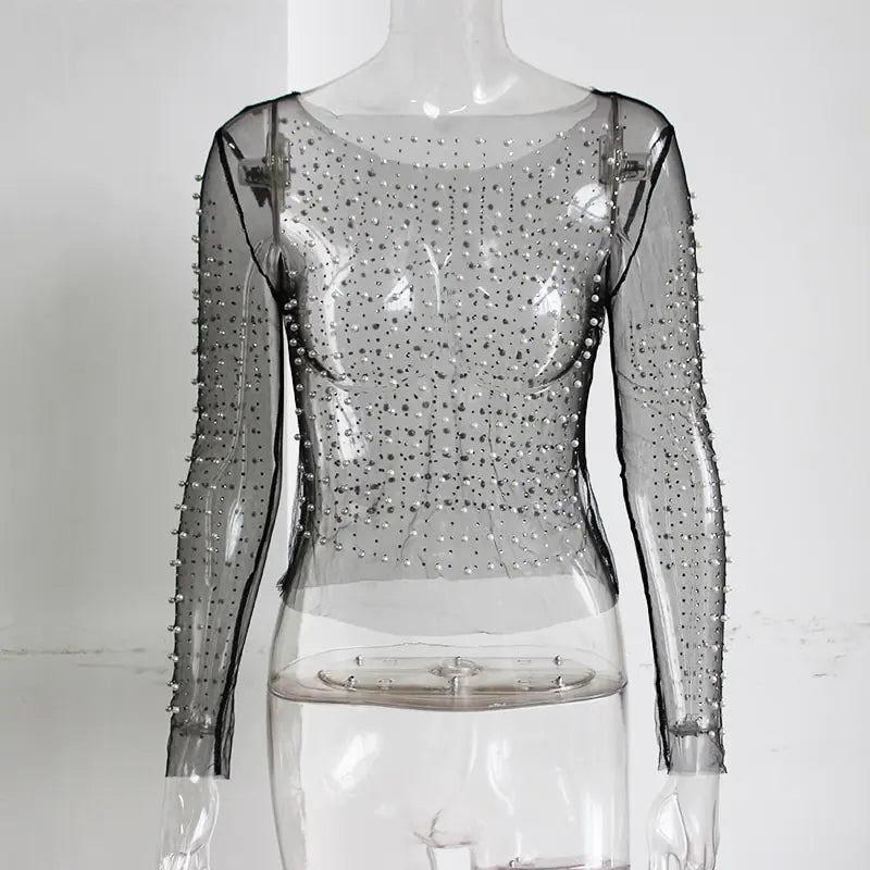 Mesh Patchwork Crop: Elegant Glam