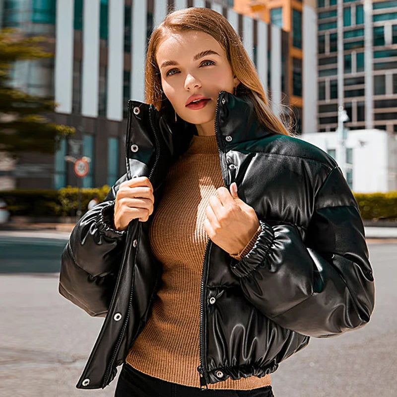 Thick PU Leather Coats Women