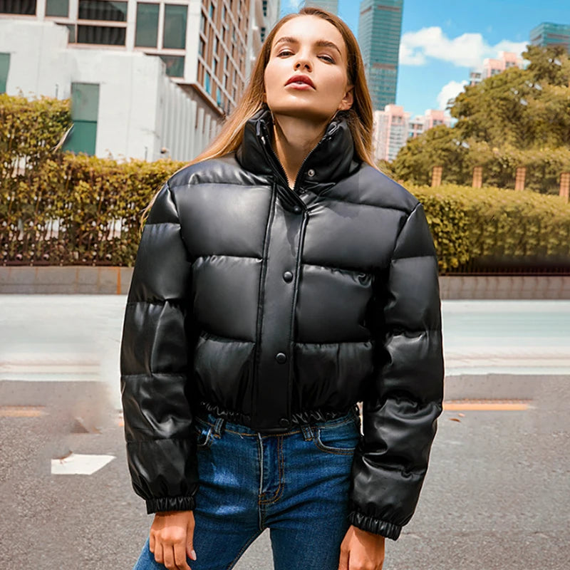 Thick PU Leather Coats Women
