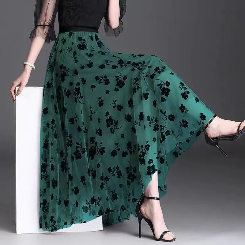 Mesh Floral Skirt