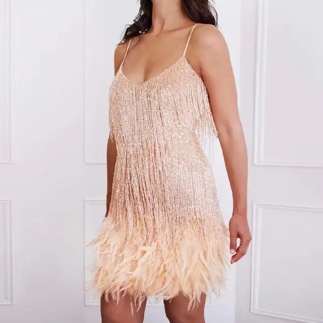 Sexy Fringed Sequin Feather