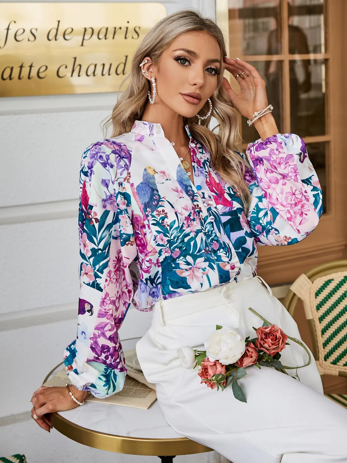 Elegant Lantern Sleeve Shirt