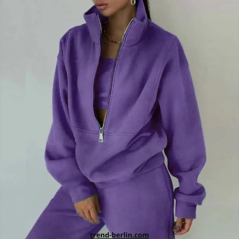 Tracksuit Solid Hooded Sport Suit
