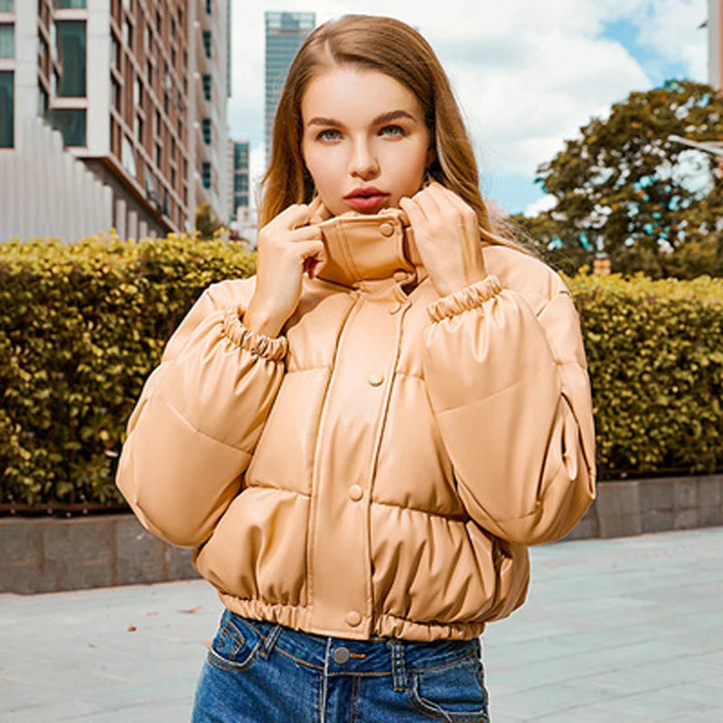 Thick PU Leather Coats Women